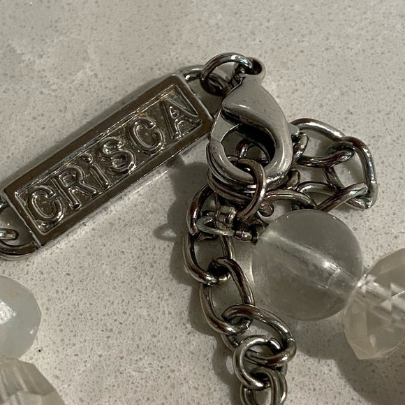 Crisca Silver Tone Rose Faux Pearls And Opals White Beads Necklace - Picture 6 of 9